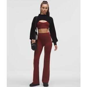 Lululemon Groove Super High-Rise Flared Pants & Bra Set Red Merlot Size 4 EUC